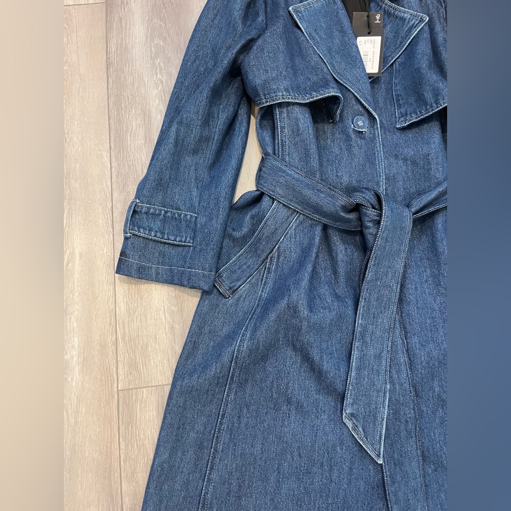 PAIGE Raina Denim Trench Coat NWT - Picture 8 of 10